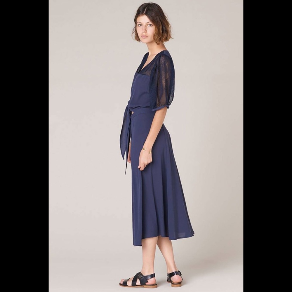 Sessun Meline Tie Front Midi Dress, Cream - Picture 6 of 7